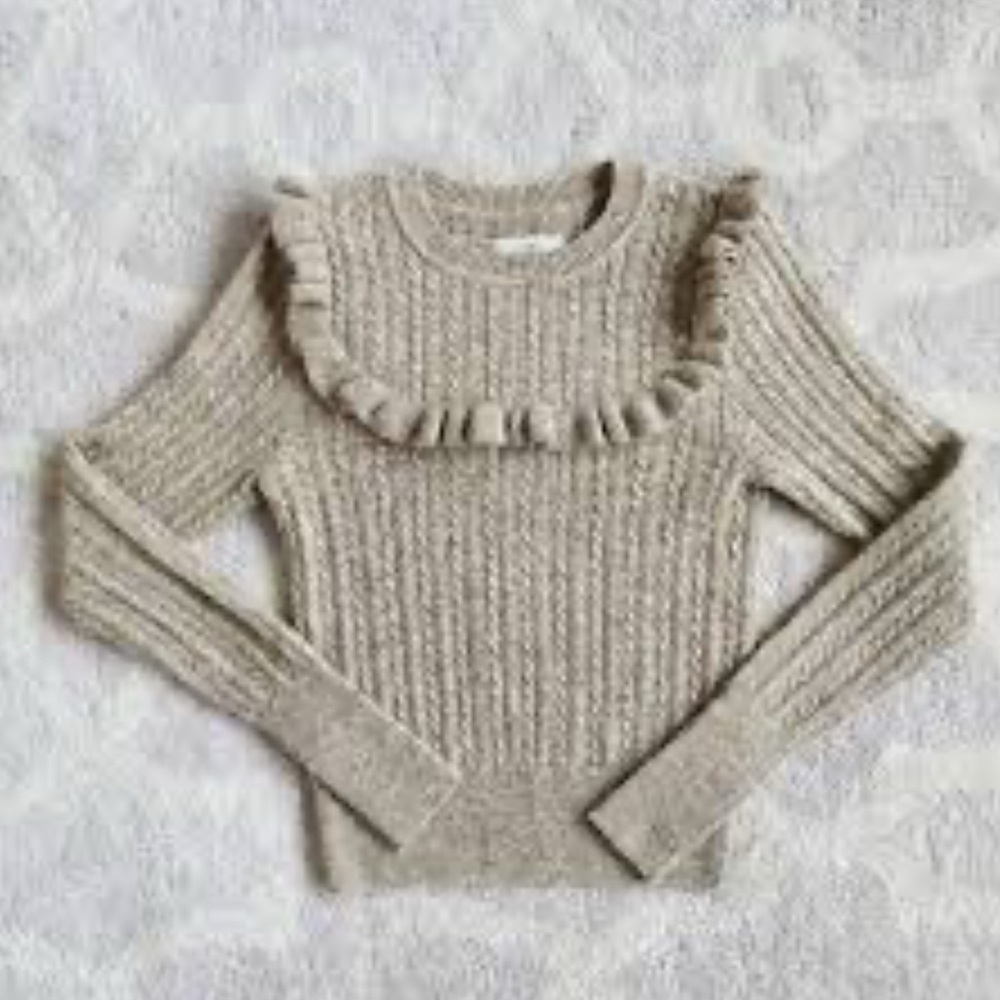 DOEN Tamarind Women's Ruffled Knit Sweater - Beige XS BNWOT